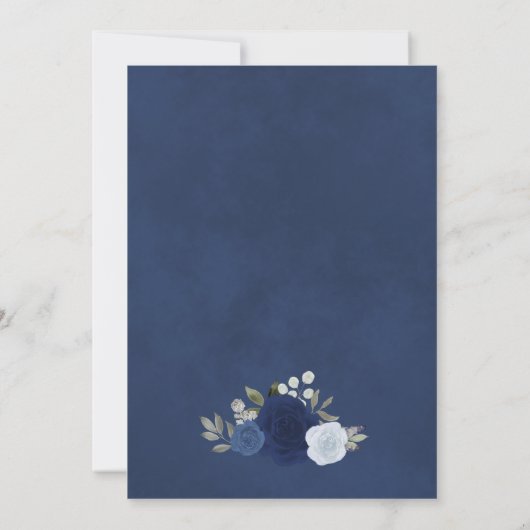 Rustic Blue Boho Waterverf Rozen Formele bruiloft Kaart (Achterkant)