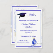 Rustic Blue Bottle Lavendel Floral Afstuderen Aankondiging (Voorkant / Achterkant)