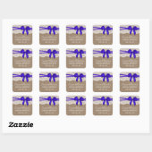 Rustic Blue Bow, Burlap en Lace Vrijgezellenfeest Vierkante Sticker (Vel)