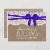 Rustic Blue Bow Vrijgezellenfeest Recipe Kaarten (Voorkant / Achterkant)