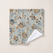 Rustic Blue Brown Tan Floral (Gant de toilette)