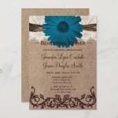 Rustic Blue Daisy Rehearsal Dinner Invitations Kaart (Voorkant / Achterkant)