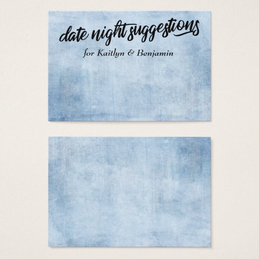 Rustic Blue Date Night Suggestions Cartes Nouveaut (Devant & derrière)