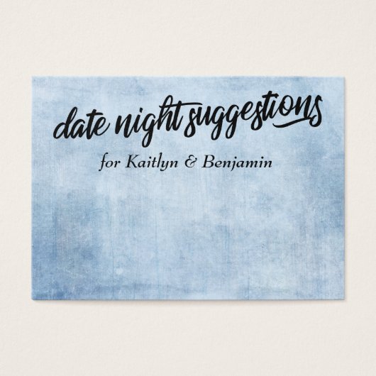Rustic Blue Date Night Suggestions Cartes Nouveaut (Devant)