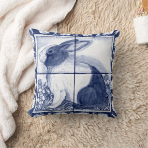Rustic Blue Dutch Bunny Rabbit Dedham  Tegel Kussen