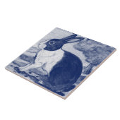 Rustic Blue Dutch Bunny Rabbit Delft Facs left Tegeltje (Zijkant)