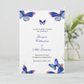 Rustic Blue Editable Photo Wedding Invite Kaart (Staand voorkant)