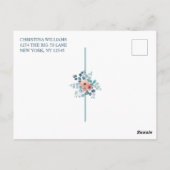 Rustic Blue Floral 50th Birthday Dank je wel Briefkaart (Achterkant)