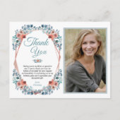 Rustic Blue Floral 50th Birthday Dank je wel Briefkaart (Voorkant)