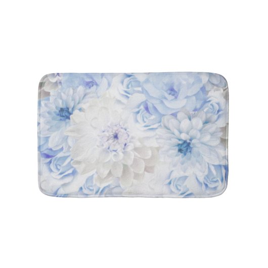 Rustic Blue Floral Badmat (Voorkant)