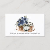 Rustic Blue Floral camera fotograaf Visitekaartje (Voorkant)