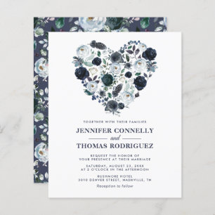 Rustic Blue Floral Heart Budget Weddenschap