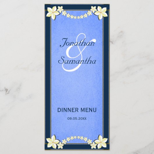 Rustic Blue Floral Mariage Diner Carte Menu (Devant)