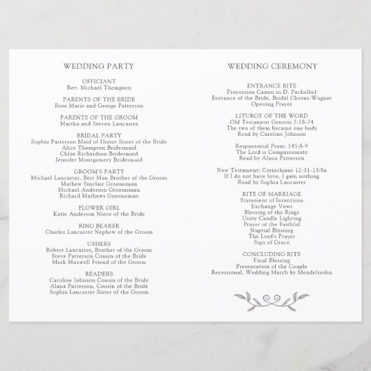 Rustic Blue Floral, Mountains Fox Wedding Programm (Achterkant)