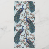 Rustic Blue Floral Peacock Bird Menu Mariage (Dos)