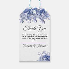 Rustic Blue Floral Waterverf Weddenschap Cadeaulabel