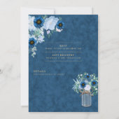 Rustic Blue Floral Wedding Instant Digital Kaart (Achterkant)