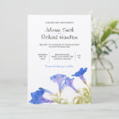 Rustic Blue Floral Wedding Invitations Kaart (Staand voorkant)