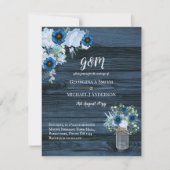 Rustic Blue Floral Wedding Invitations Mason Jar Kaart (Voorkant)