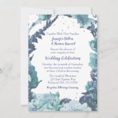 Rustic Blue Floral Wedding Kaart (Voorkant)