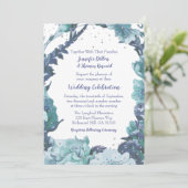 Rustic Blue Floral Wedding Kaart (Staand voorkant)