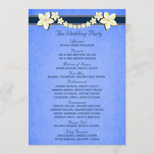 Rustic Blue Floral Wedding Programme Modèles (Dos)