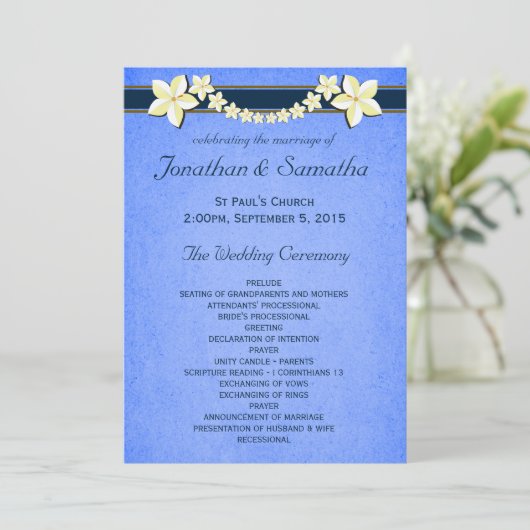 Rustic Blue Floral Wedding Programme Modèles (Debout devant)