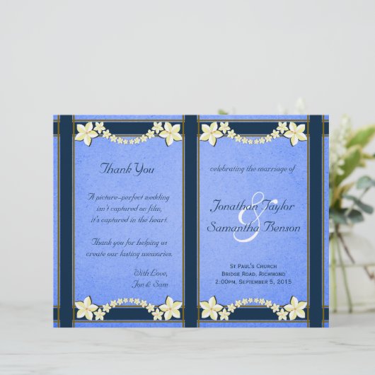 Rustic Blue Floral Wedding Programme Modèles (Debout devant)