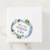 Rustic Blue Floral Wreath Greenery Wedding Bedankjes Labels (In situ)