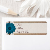 Rustic Blue Gerber Daisy Retour Adresse Étiquettes (En situation)