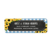 Rustic Blue Geruite Zonneschijn BBQ Baby Shower Etiket (Voorkant)