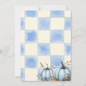 Rustic Blue Gingham Pumpkin Baby shower Kaart (Achterkant)