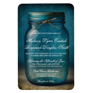 Rustic Blue Glass Mason Jar country Weddenite Magneet