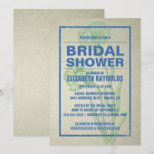 Rustic Blue & Green Bridal Shower-uitnodigingen Kaart (Voorkant / Achterkant)