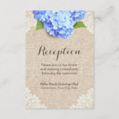 Rustic Blue Hydrangea Lace & Burlap Reception Informatiekaartje (Voorkant)