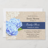 Rustic Blue Hydrangea Lace & Burlap Vrijgezellenfe Kaart (Voorkant)