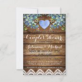 Rustic Blue Hydrangea & Lace Couple's Shower Card Kaart (Voorkant)