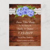 Rustic Blue Hydrangea Save the Date Briefkaart (Voorkant)