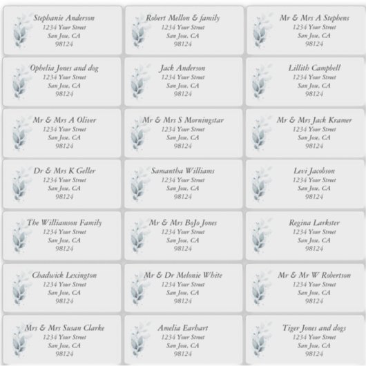 Rustic Blue Leafy Nom d'hôte Étiquettes de adresse (Devant)