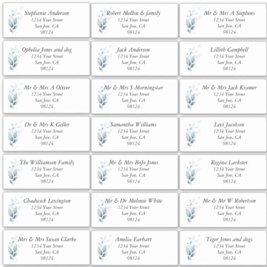 Rustic Blue Leafy Nom d'hôte Étiquettes de adresse (Devant)