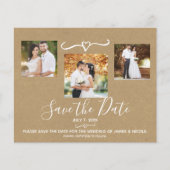 Rustic Blue Leaves Wedding Photo Save the Date (Voorkant)