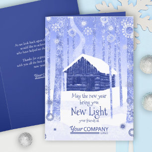 Rustic Blue Log Cabin Company Holiday Kaart