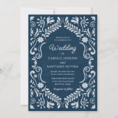 Rustic Blue Mariage mexicain Photo Invitation (Devant)