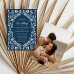 Rustic Blue Mariage mexicain Photo Invitation<br><div class="desc">Célébrez votre amour avec cette invitation photo Mariage Rustique bleu mexicain. Cette invitation met en valeur votre photo préférée en mélangeant des éléments de design traditionnels comme le picado papel et le charme rustique moderne. Parfait pour les mariages mexicains ou de destination, il allie élégance et authenticité dans une palette...</div>