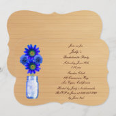 Rustic Blue Mason Jar Bachelorette Party Invite Kaart (Voorkant / Achterkant)