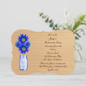 Rustic Blue Mason Jar Bachelorette Party Invite Kaart (Staand voorkant)