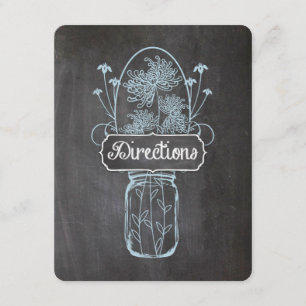 Rustic Blue Mason Jar Chalkboard Wedding Informatiekaartje