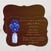 Rustic Blue Mason Jar Engagement Party nodigt uit Kaart (Voorkant / Achterkant)