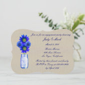 Rustic Blue Mason Jar Invitation de la partie d'en (Debout devant)