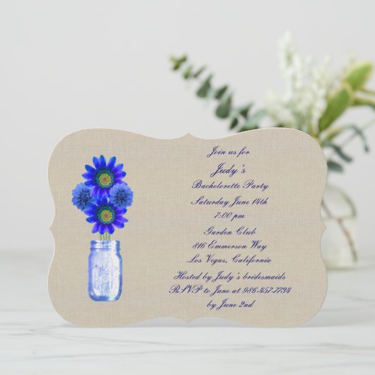 Rustic Blue Mason Jars Bachelorette Invitation de (Debout devant)
